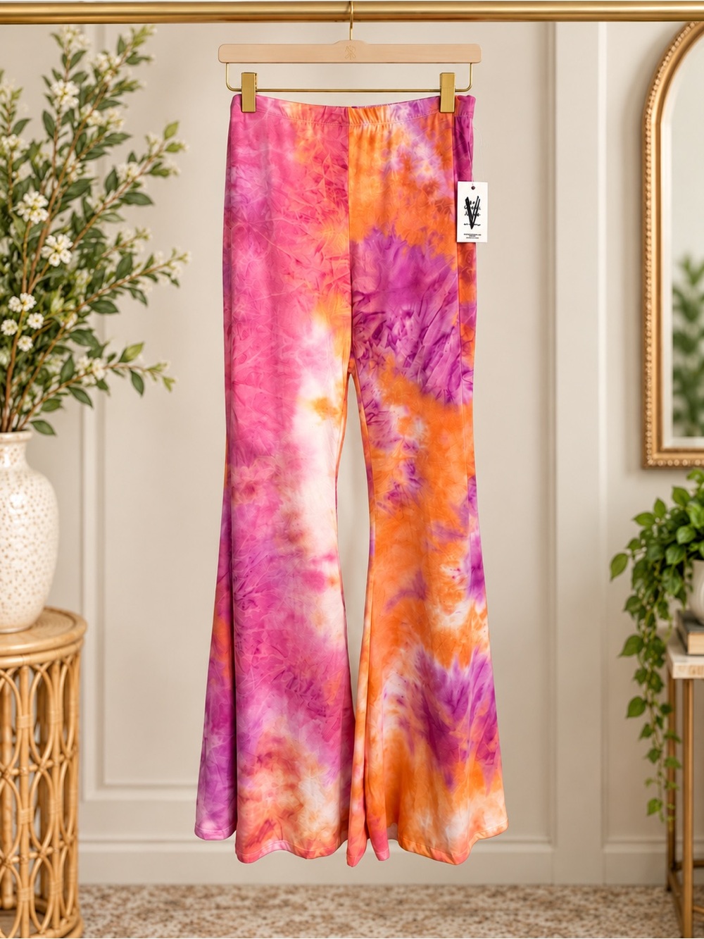 Vibe Sportswear Tie Dye Wide Leg Flare Pants Women’s XL NWT Made in USA